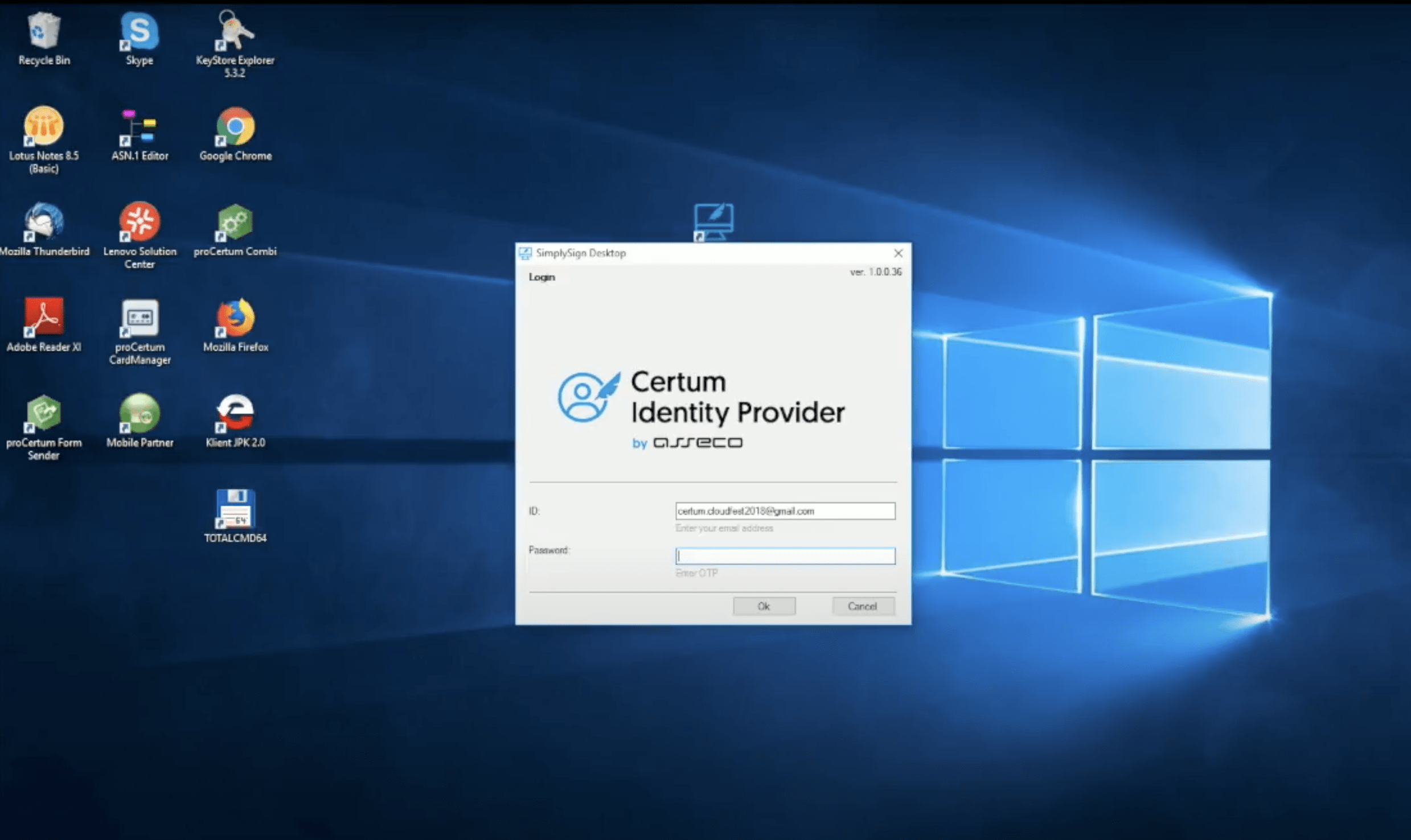 File signing by Code Signing on SimplySign
